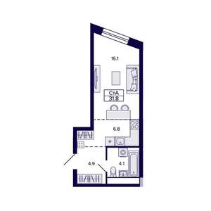 Студия квартира, строящийся дом, 32м2, 26/30 этаж