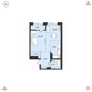 2-к квартира, вторичка, 51м2, 16/17 этаж
