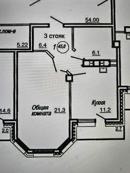 1-к квартира, сданный дом, 45м2, 12/22 этаж
