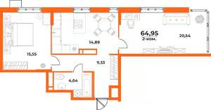 2-к квартира, вторичка, 65м2, 8/10 этаж