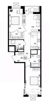 3-к квартира, строящийся дом, 71м2, 9/17 этаж