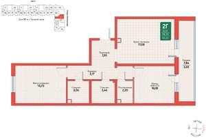 2-к квартира, вторичка, 63м2, 6/12 этаж