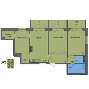 2-к квартира, строящийся дом, 81м2, 7/10 этаж
