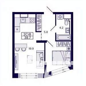 2-к квартира, строящийся дом, 39м2, 11/30 этаж