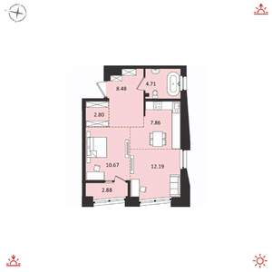 2-к квартира, вторичка, 50м2, 7/16 этаж