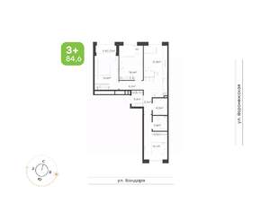 3-к квартира, вторичка, 85м2, 1/9 этаж