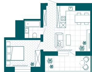 1-к квартира, вторичка, 48м2, 9/23 этаж