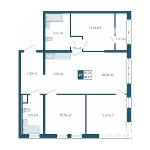 4-к квартира, строящийся дом, 90м2, 12/15 этаж