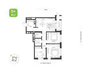 3-к квартира, вторичка, 81м2, 24/24 этаж