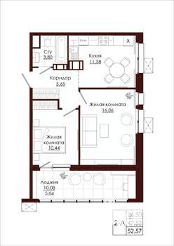 2-к квартира, вторичка, 53м2, 19/19 этаж