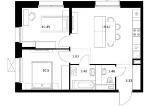 2-к квартира, вторичка, 51м2, 10/10 этаж