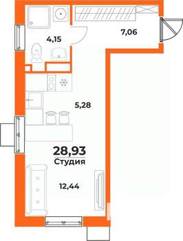 Студия квартира, вторичка, 29м2, 2/10 этаж