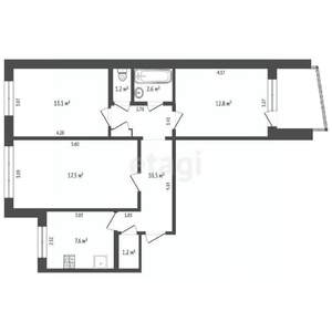 3-к квартира, вторичка, 67м2, 4/9 этаж