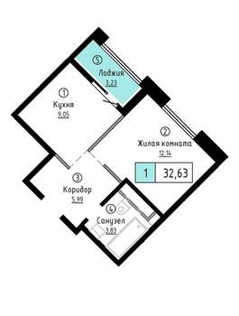 1-к квартира, вторичка, 33м2, 17/22 этаж