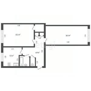 2-к квартира, вторичка, 47м2, 1/5 этаж