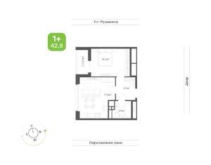 1-к квартира, вторичка, 43м2, 10/16 этаж
