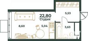 Студия квартира, вторичка, 23м2, 6/24 этаж