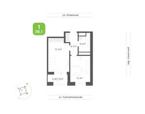 1-к квартира, вторичка, 38м2, 22/24 этаж