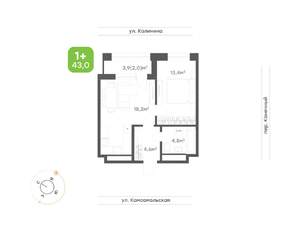 1-к квартира, вторичка, 43м2, 19/24 этаж