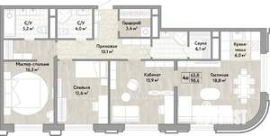 4-к квартира, вторичка, 99м2, 12/21 этаж