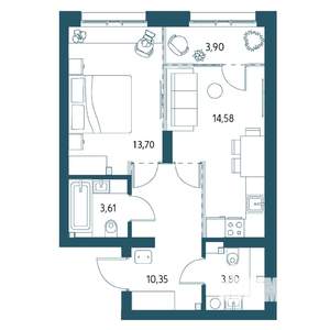 1-к квартира, вторичка, 48м2, 2/25 этаж