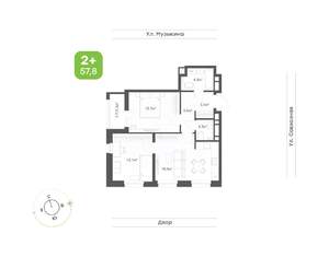 2-к квартира, вторичка, 58м2, 18/23 этаж