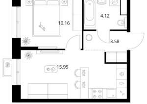 1-к квартира, вторичка, 34м2, 7/10 этаж