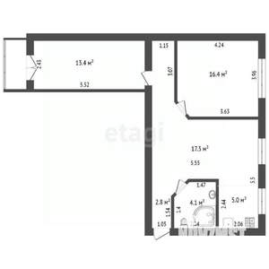 2-к квартира, вторичка, 66м2, 3/5 этаж