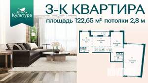 3-к квартира, вторичка, 123м2, 16/23 этаж