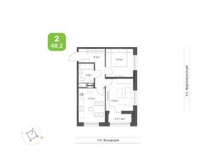 2-к квартира, вторичка, 48м2, 6/9 этаж