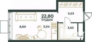 Студия квартира, вторичка, 23м2, 23/24 этаж