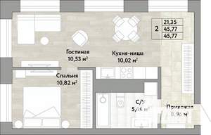 2-к квартира, вторичка, 46м2, 4/22 этаж