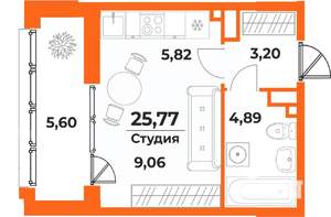 1-к квартира, вторичка, 26м2, 7/10 этаж
