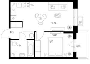 1-к квартира, вторичка, 38м2, 4/10 этаж