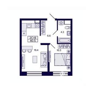 2-к квартира, вторичка, 41м2, 2/30 этаж