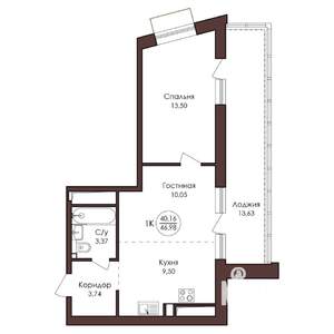 1-к квартира, вторичка, 47м2, 20/23 этаж