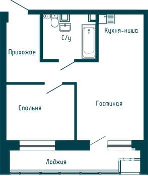 1-к квартира, строящийся дом, 46м2, 8/16 этаж