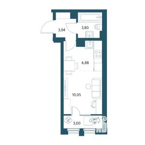 Студия квартира, строящийся дом, 27м2, 6/15 этаж