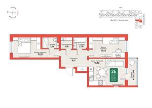 2-к квартира, вторичка, 59м2, 5/12 этаж