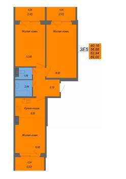 3-к квартира, вторичка, 69м2, 8/10 этаж