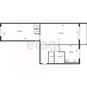 2-к квартира, вторичка, 44м2, 5/5 этаж