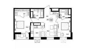 3-к квартира, строящийся дом, 63м2, 2/17 этаж
