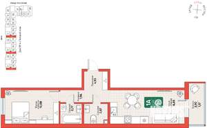 1-к квартира, вторичка, 42м2, 1/12 этаж