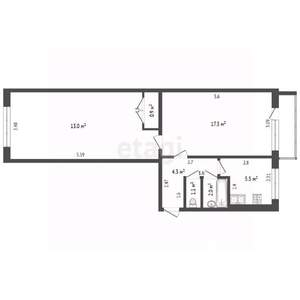 2-к квартира, вторичка, 44м2, 2/5 этаж