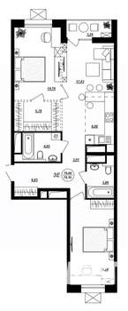 3-к квартира, строящийся дом, 78м2, 10/17 этаж