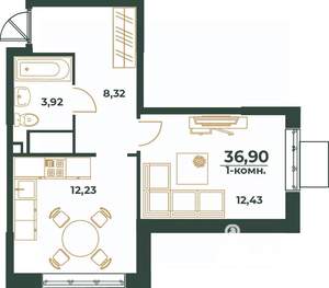 1-к квартира, вторичка, 37м2, 20/24 этаж