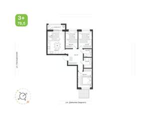 3-к квартира, вторичка, 79м2, 2/21 этаж