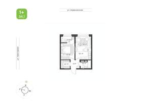 1-к квартира, вторичка, 34м2, 4/16 этаж