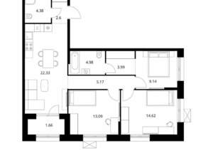 3-к квартира, вторичка, 82м2, 5/10 этаж