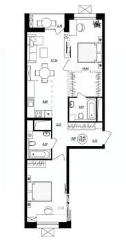 3-к квартира, строящийся дом, 75м2, 1/17 этаж